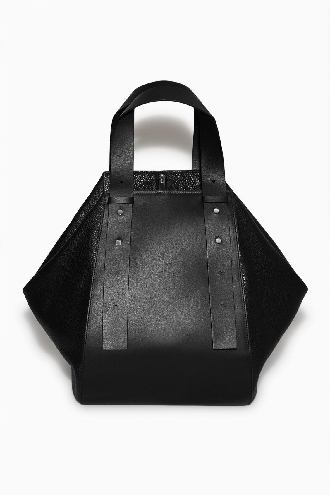 COS Large Leather Bowling Bag in Black Lyst