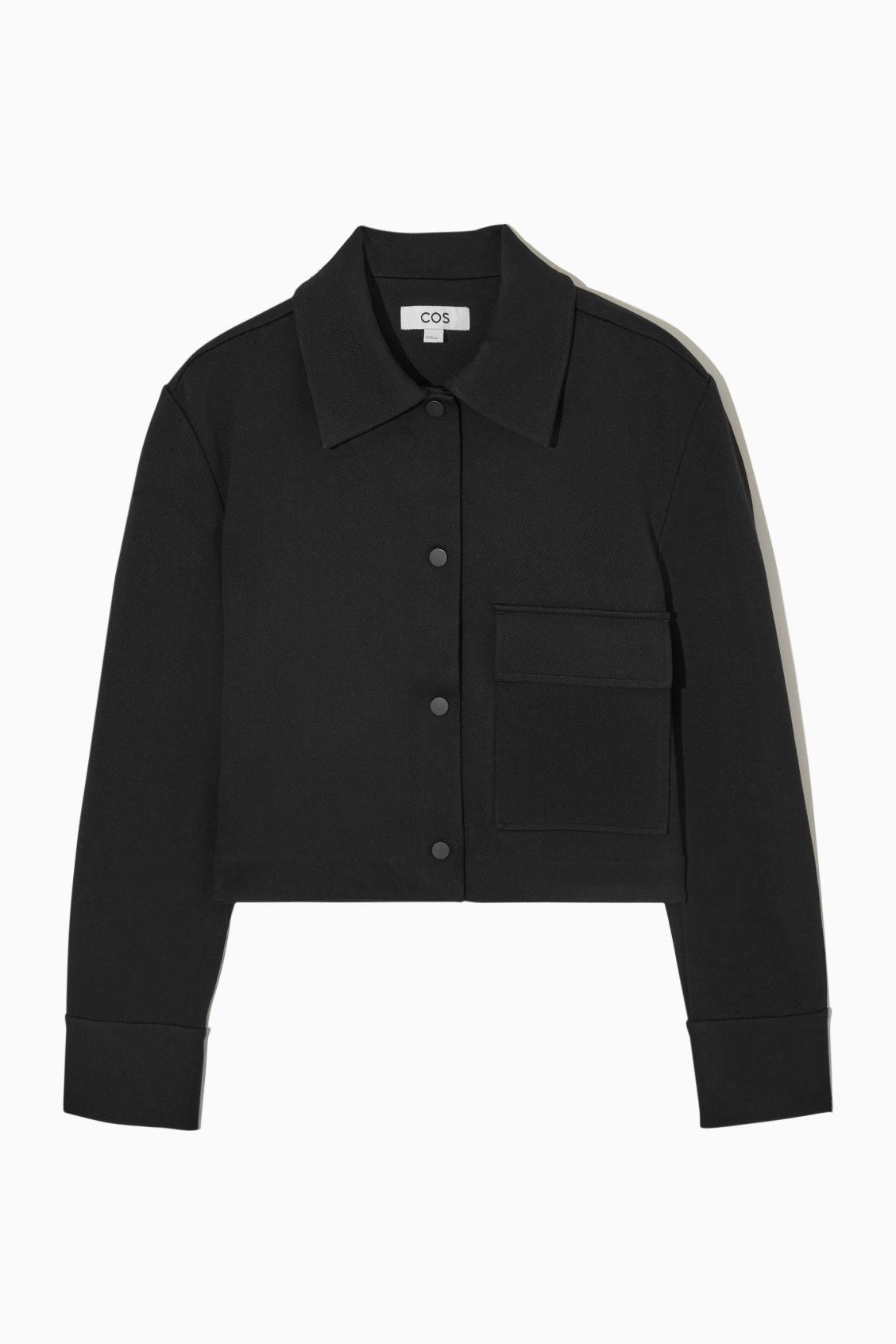 COS Cropped Twill Jacket in Black | Lyst