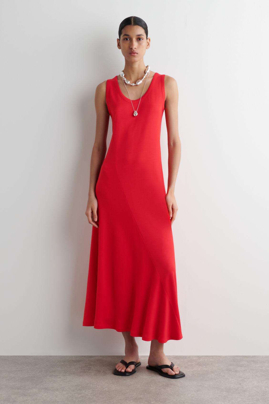 navy blue dress for baby girl ASYMMETRIC DRAPED MIDI DRESS - DARK ORANGE