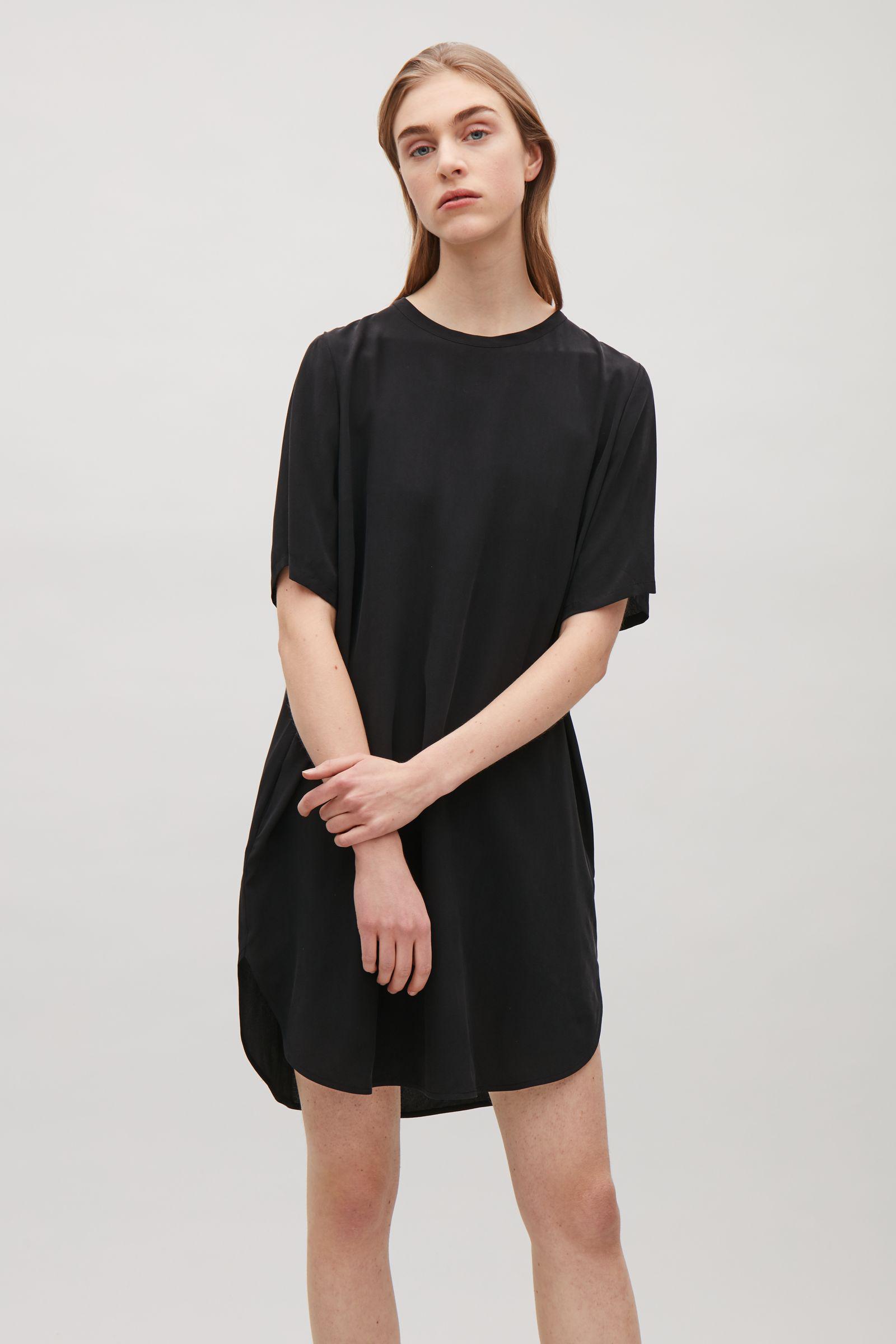 black silk shirt dress