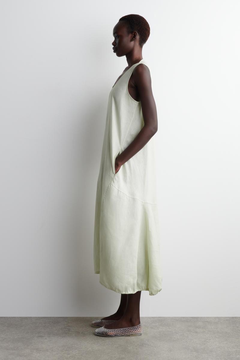 COS Elasticated-Hem Linen Maxi Dress in White | Lyst
