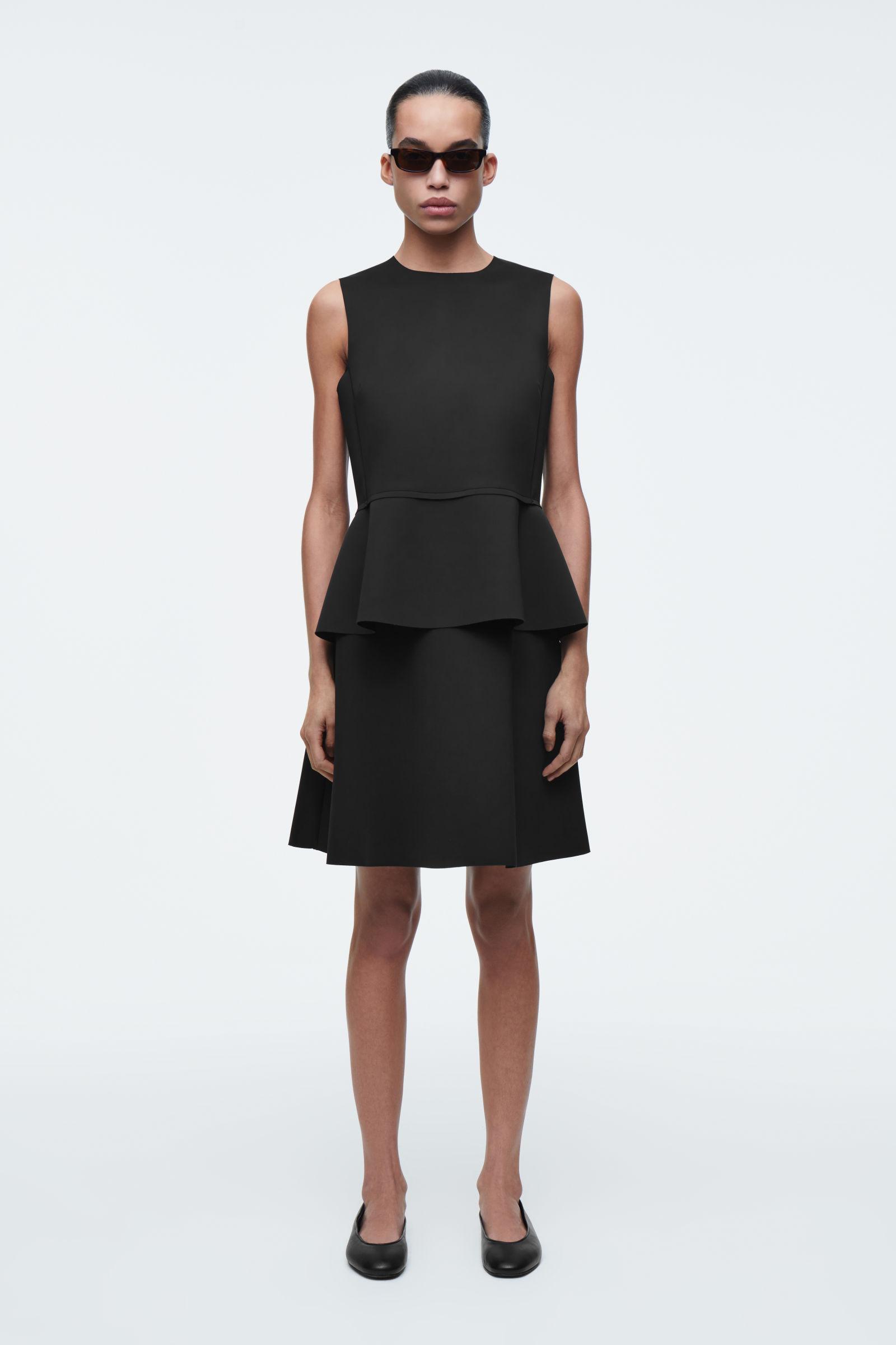 cos a line scuba mini dress A-Line Skirt in Black Empire Waist Illusion Sleeveless