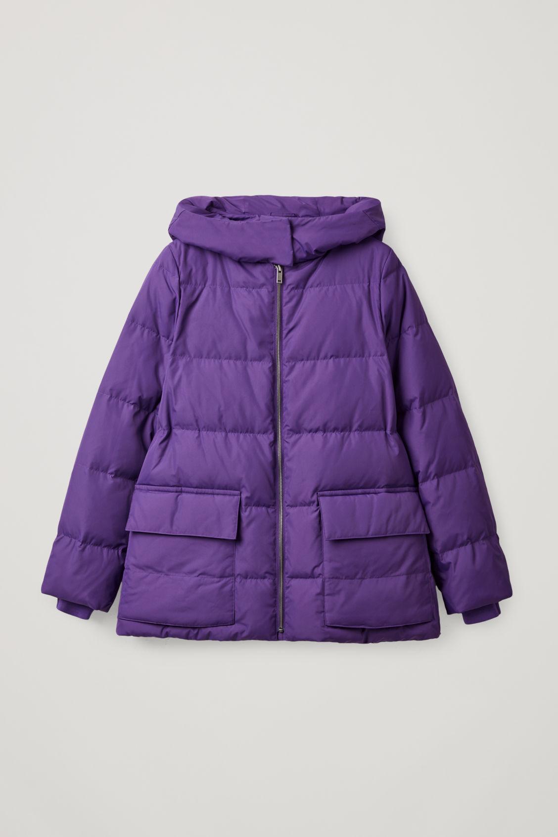 purple hooded coat