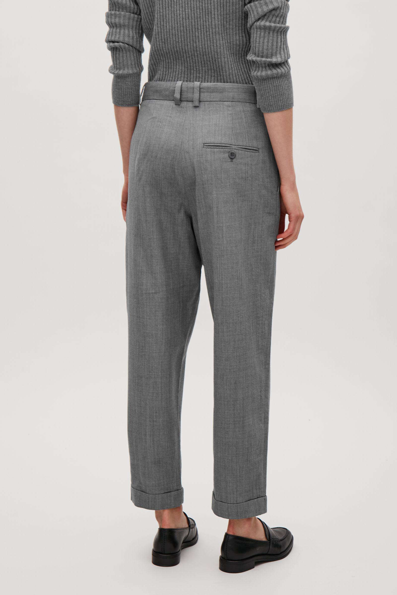 COS Wool Trousers With Turn-ups in Gray | Lyst