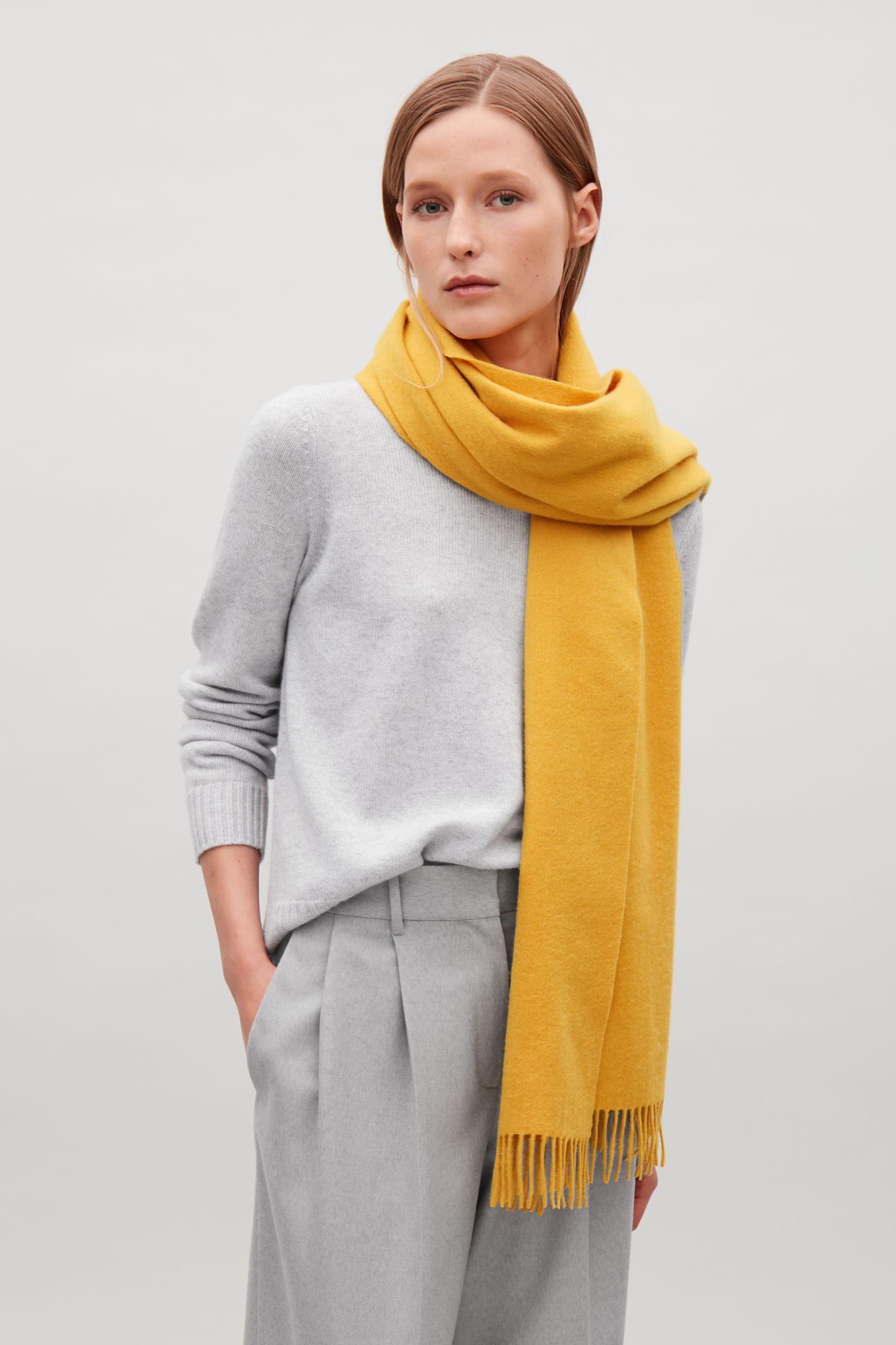 COS Wool-cashmere Scarf in Yellow - Lyst