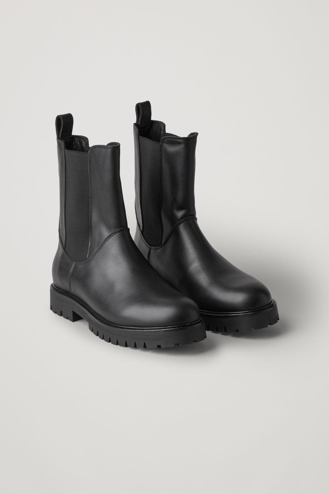 COS High Leather Chelsea Boots in Black - Lyst