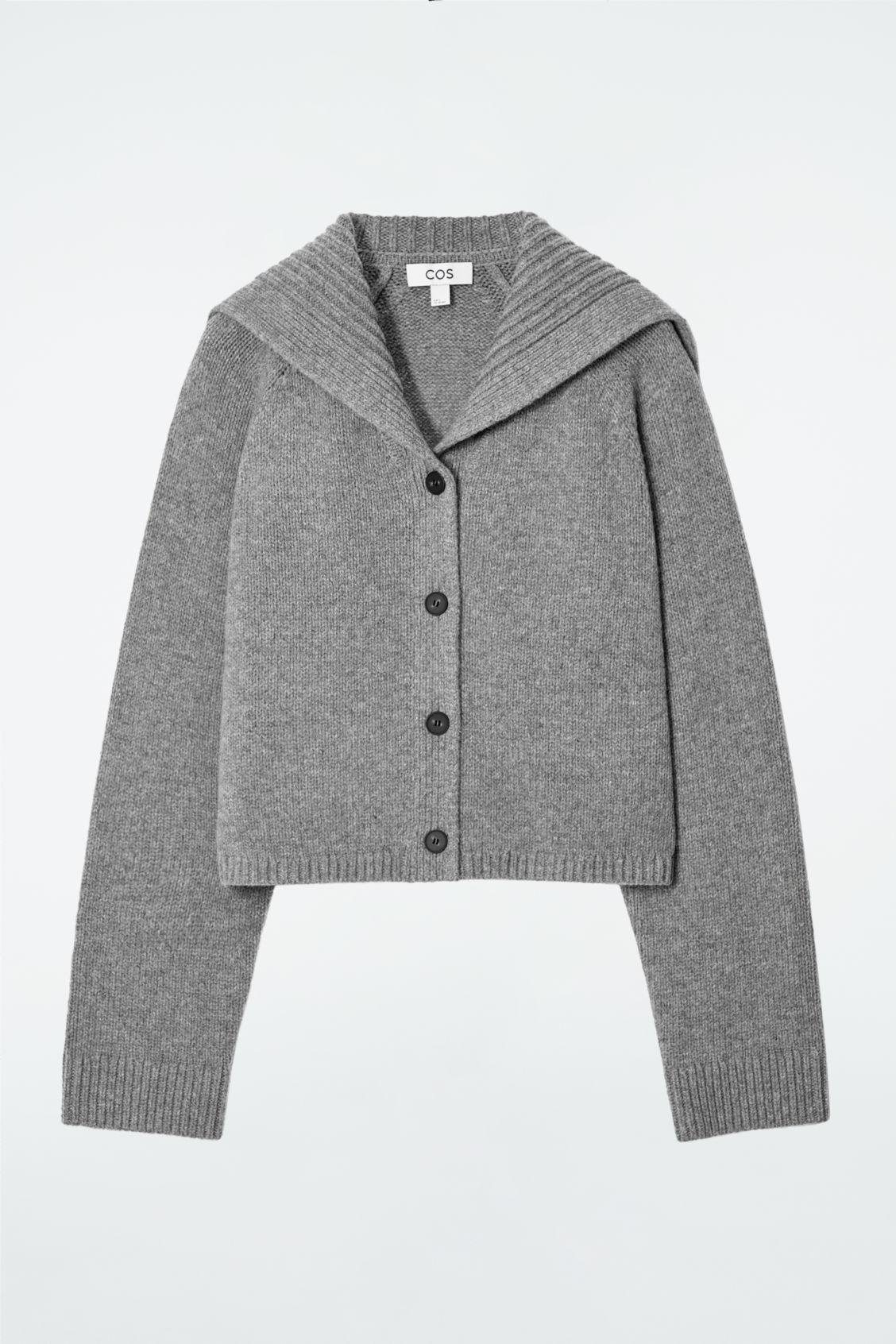 COS Sailor-collar Wool Cardigan in Gray | Lyst