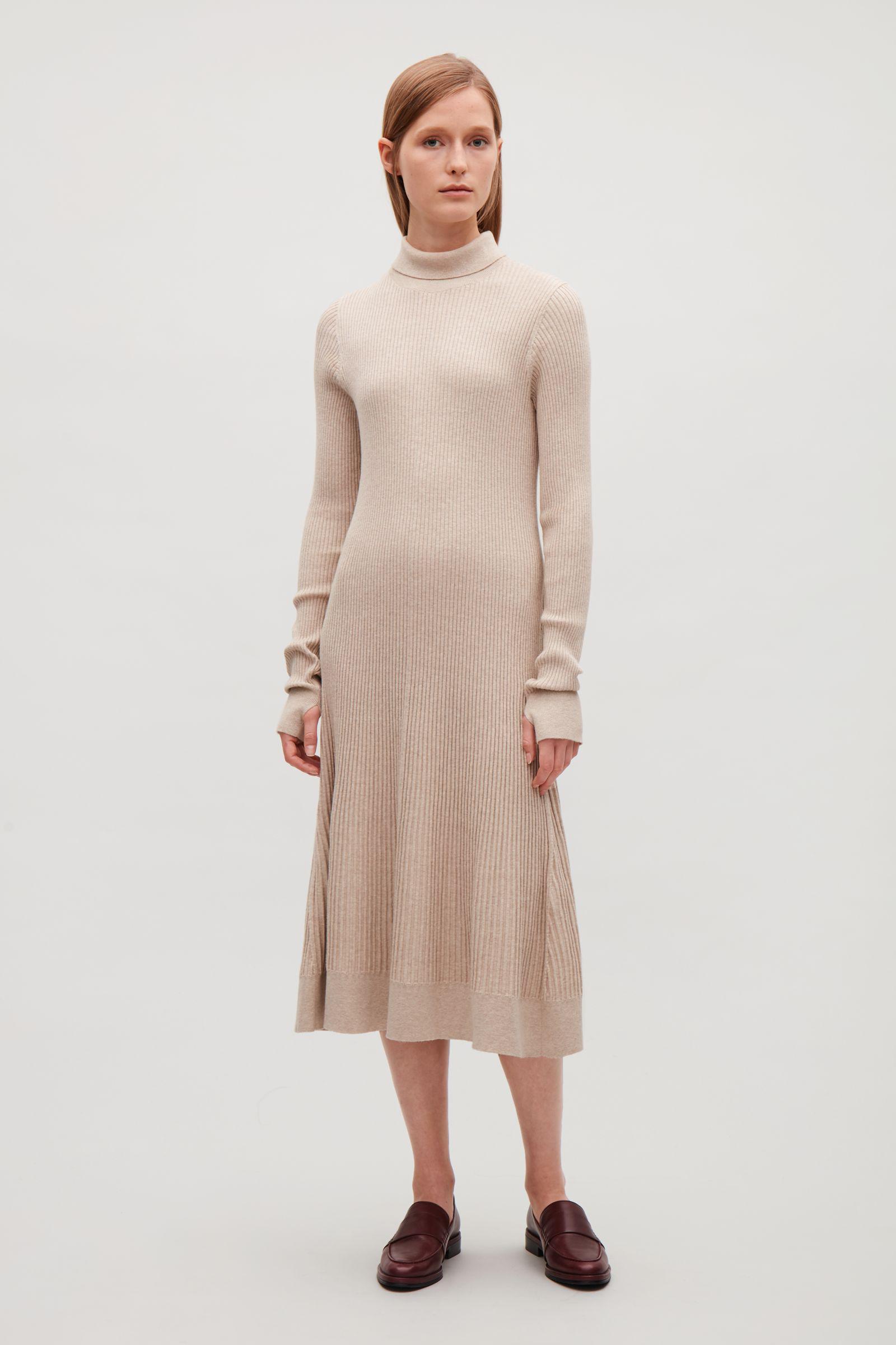 COS Cotton Rib-knit Dress in Sand (Natural) | Lyst