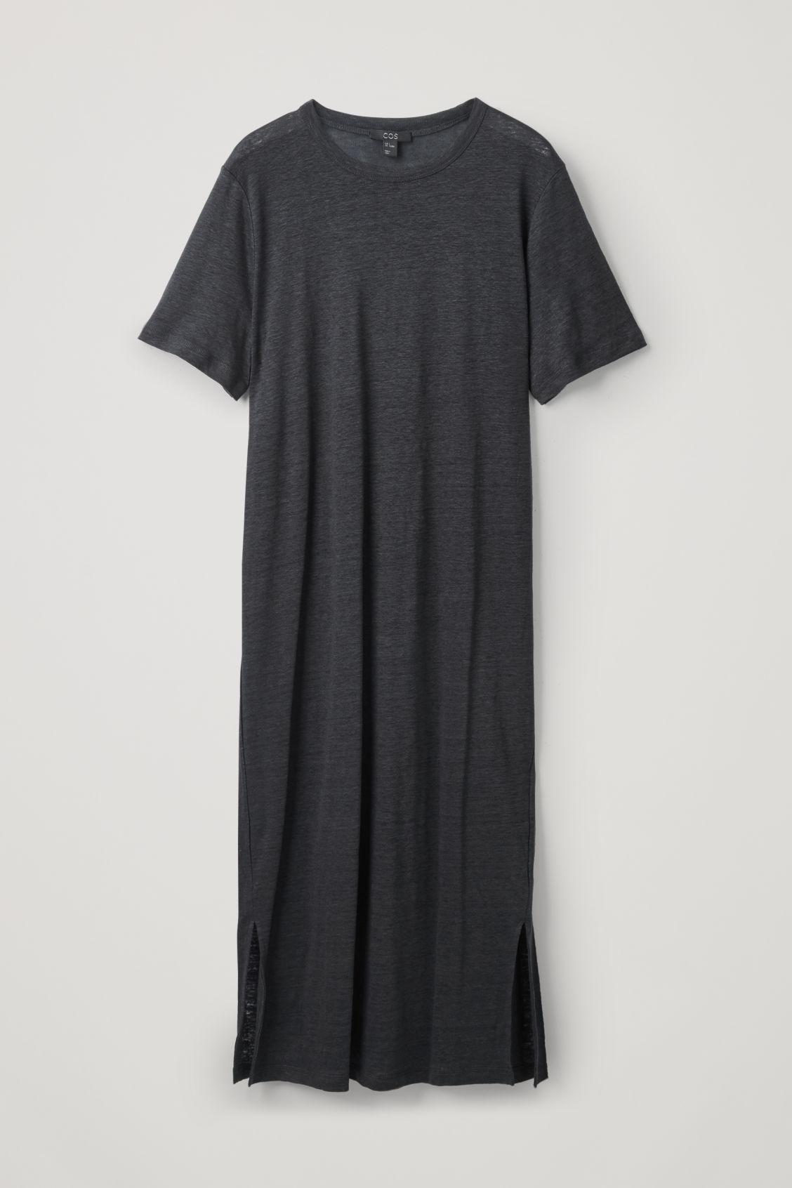 white linen t shirt dress