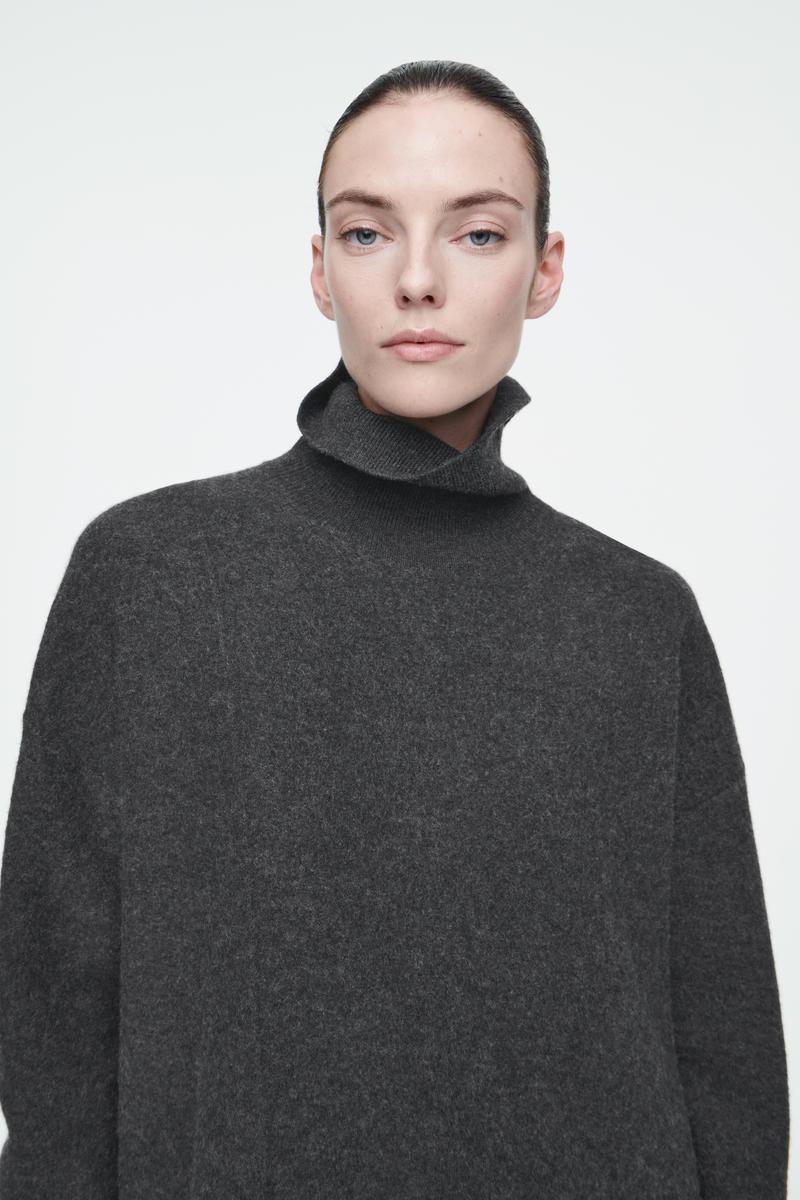 COS Asymmetric Merino Wool Dress in Gray | Lyst