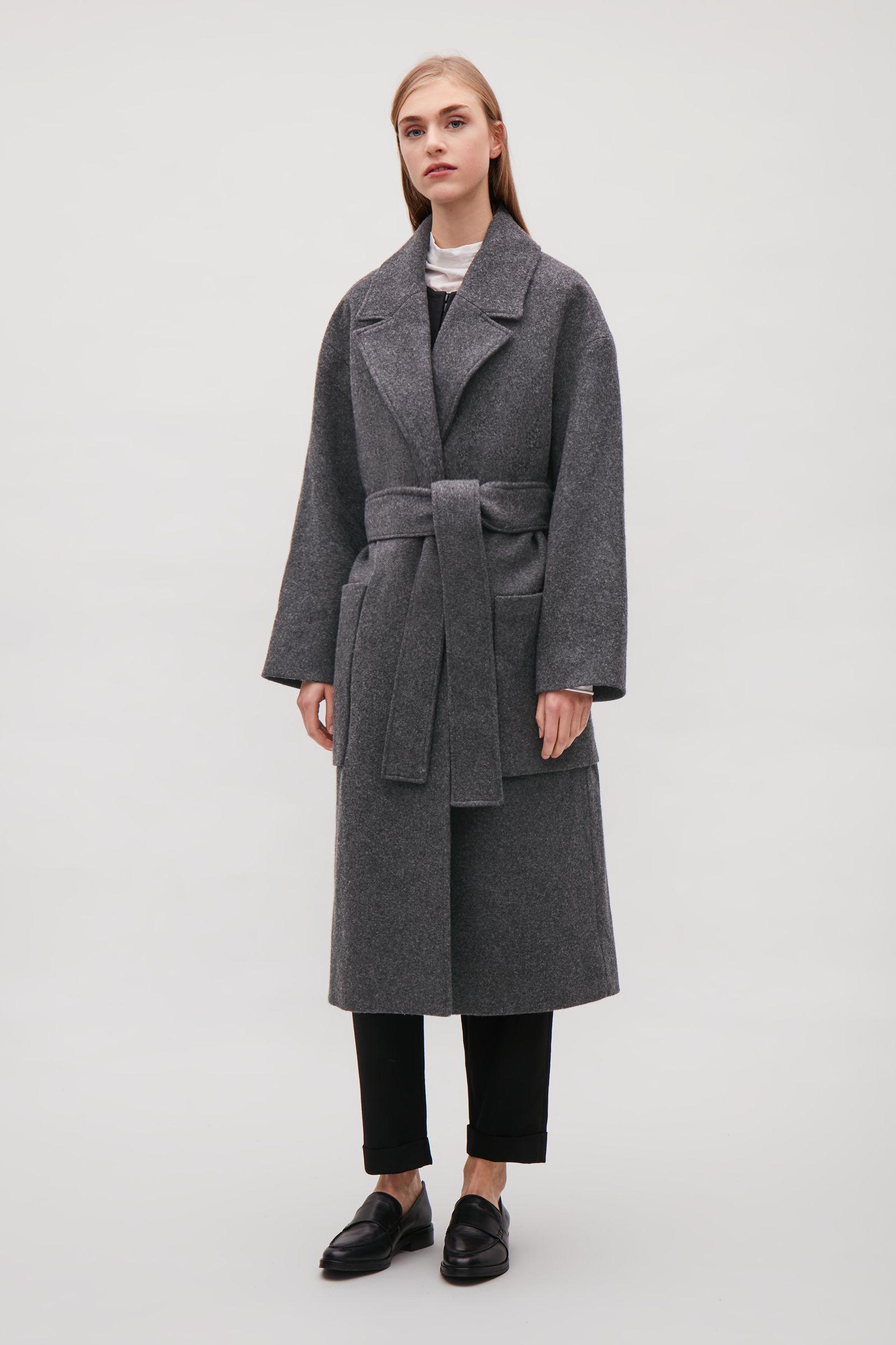COS Wool Oversized Double-breasted Coat in Dark Grey (Gray) | Lyst
