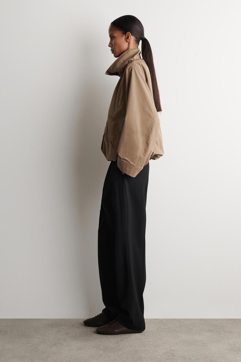 COS Nylon Funnel-Neck Jacket in Natural | Lyst