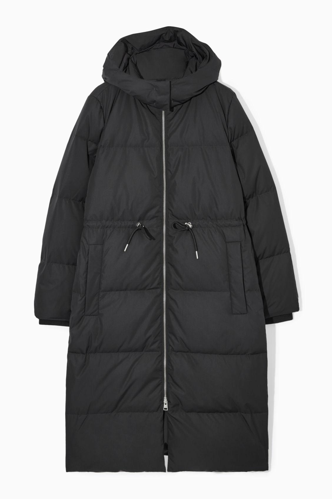 COS Hooded Recycled Down Puffer Coat in Black | Lyst