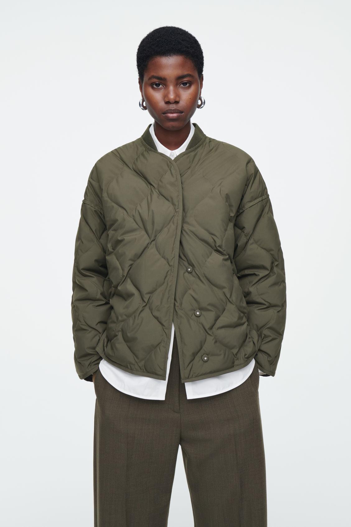 COS Oversized Quilted Jacket in Green Lyst