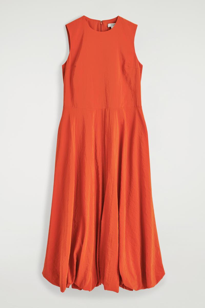 cos red dress sale TIE-BACK A-LINE MINI DRESS - RED