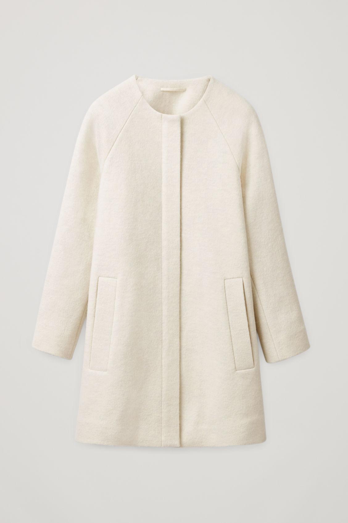 COS Collarless A-line Wool Coat in White | Lyst