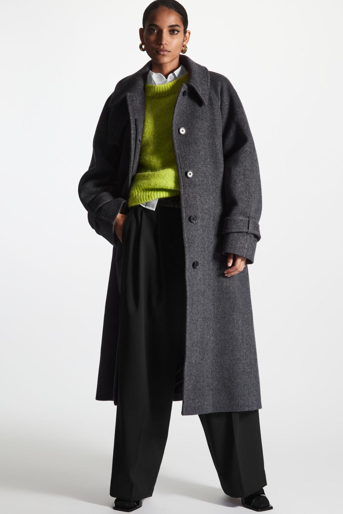 COS Oversized Rounded Wool Coat in Gray | Lyst