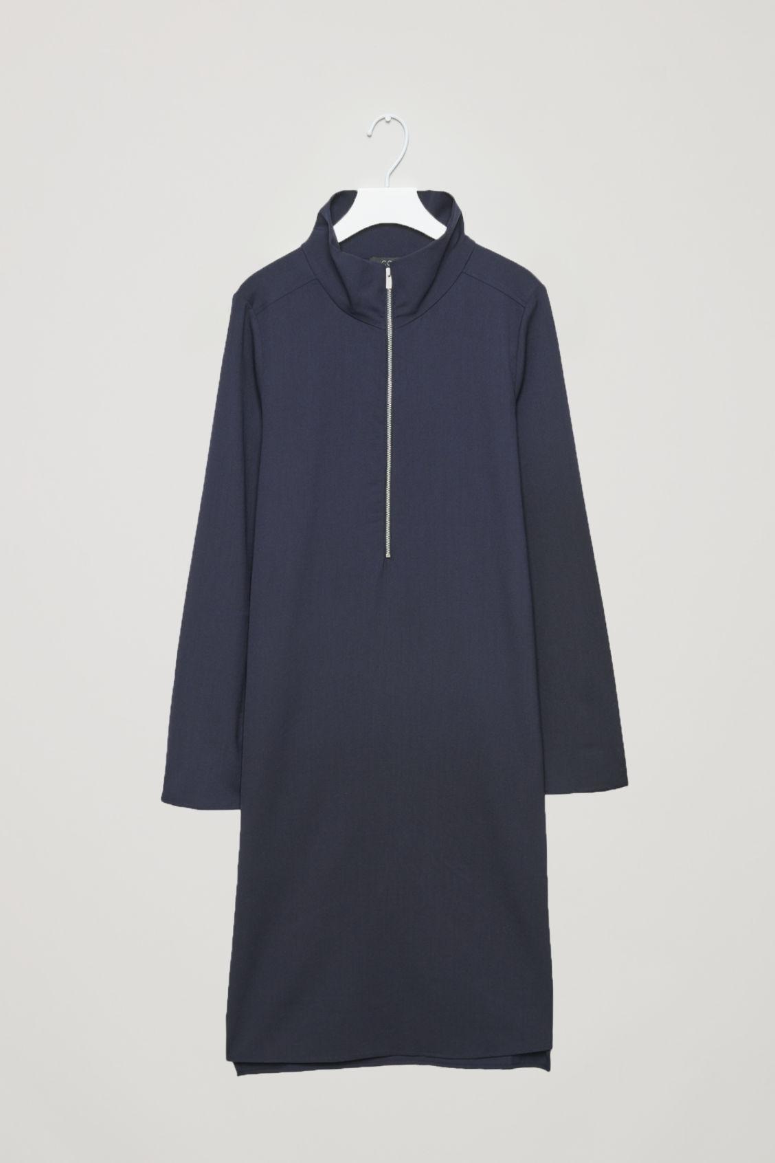 COS Wool Dress With Front Zip in Blue ...