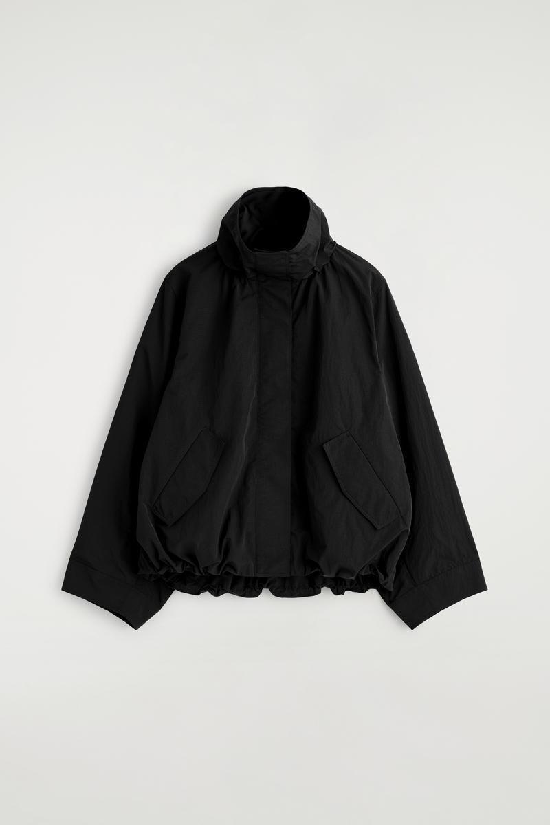 COS Nylon Funnel-Neck Jacket in Black | Lyst