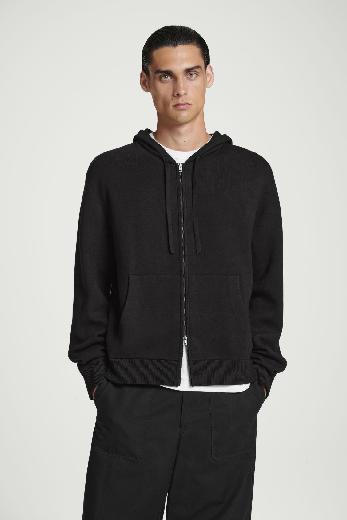 COS Knitted Zip-up Hoodie in Black for Men | Lyst