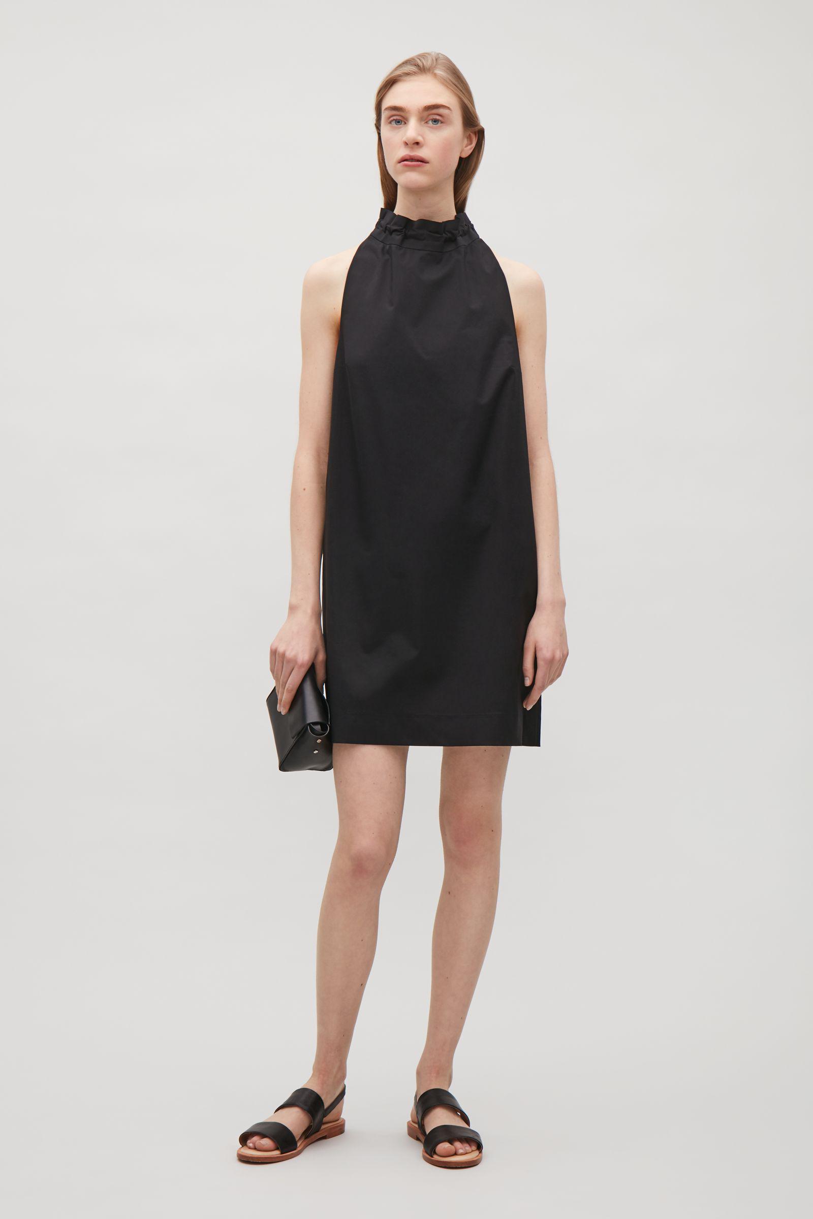 black dress with tie neck