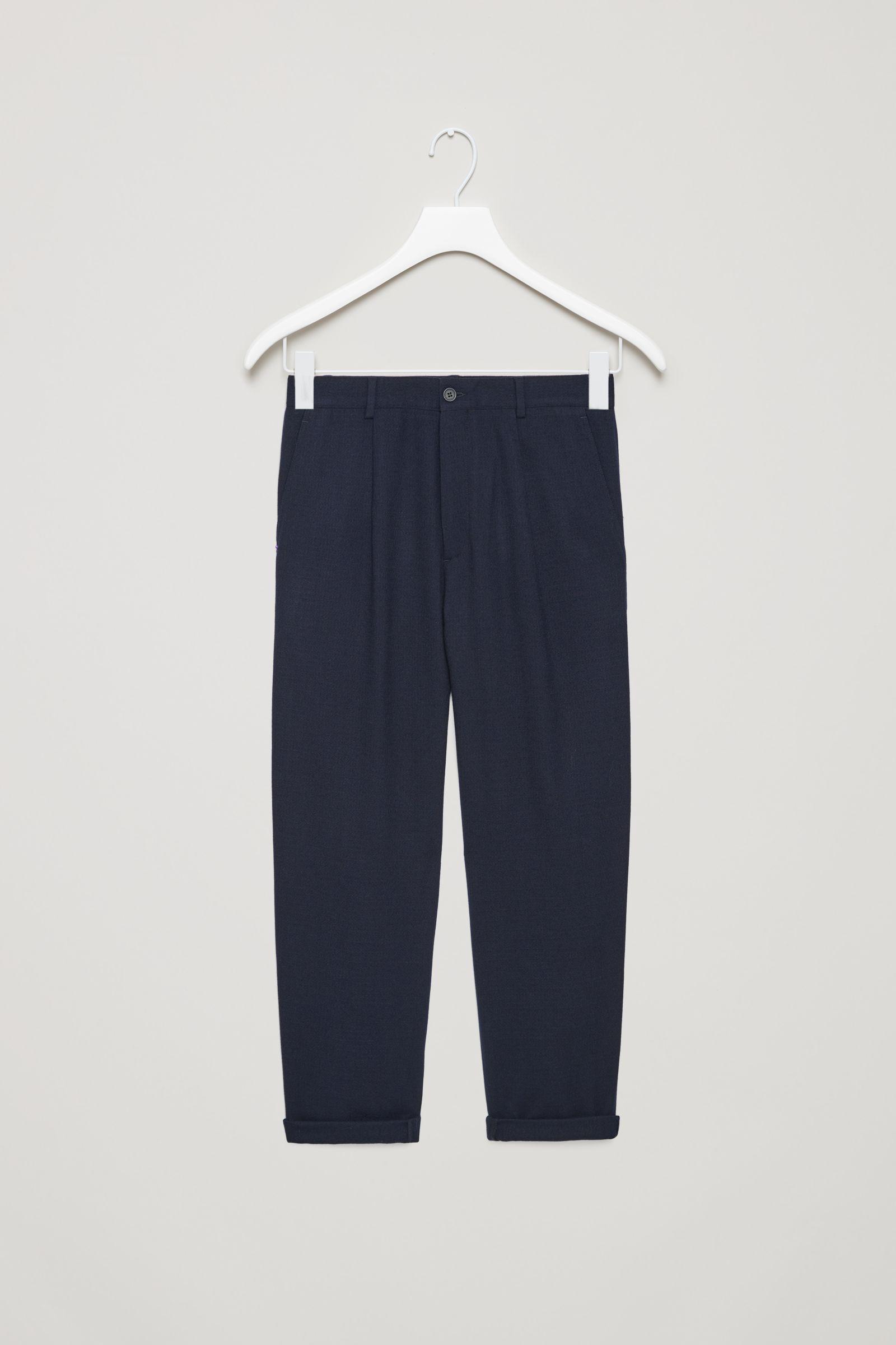 COS Relaxed Crepe Wool Trousers in Blue 