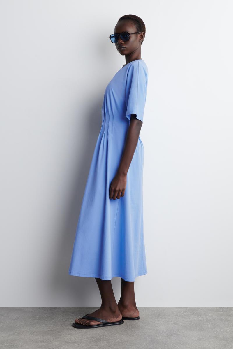 COS Pintucked Cotton Midi Dress in Blue | Lyst COS Pintucked Cotton Midi Dress in Blue | Lyst