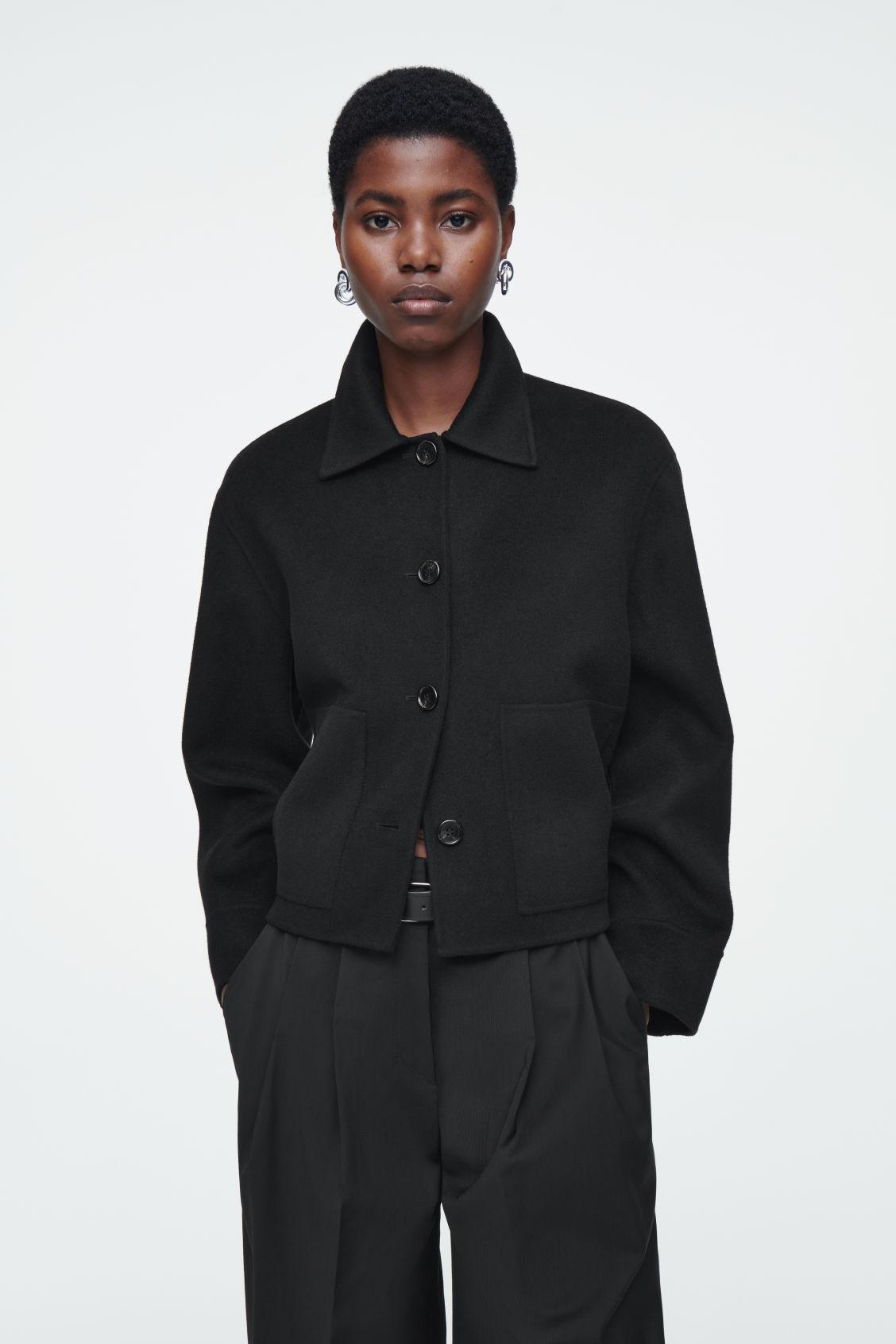 COS Boxy Double-faced Wool Jacket in Black | Lyst