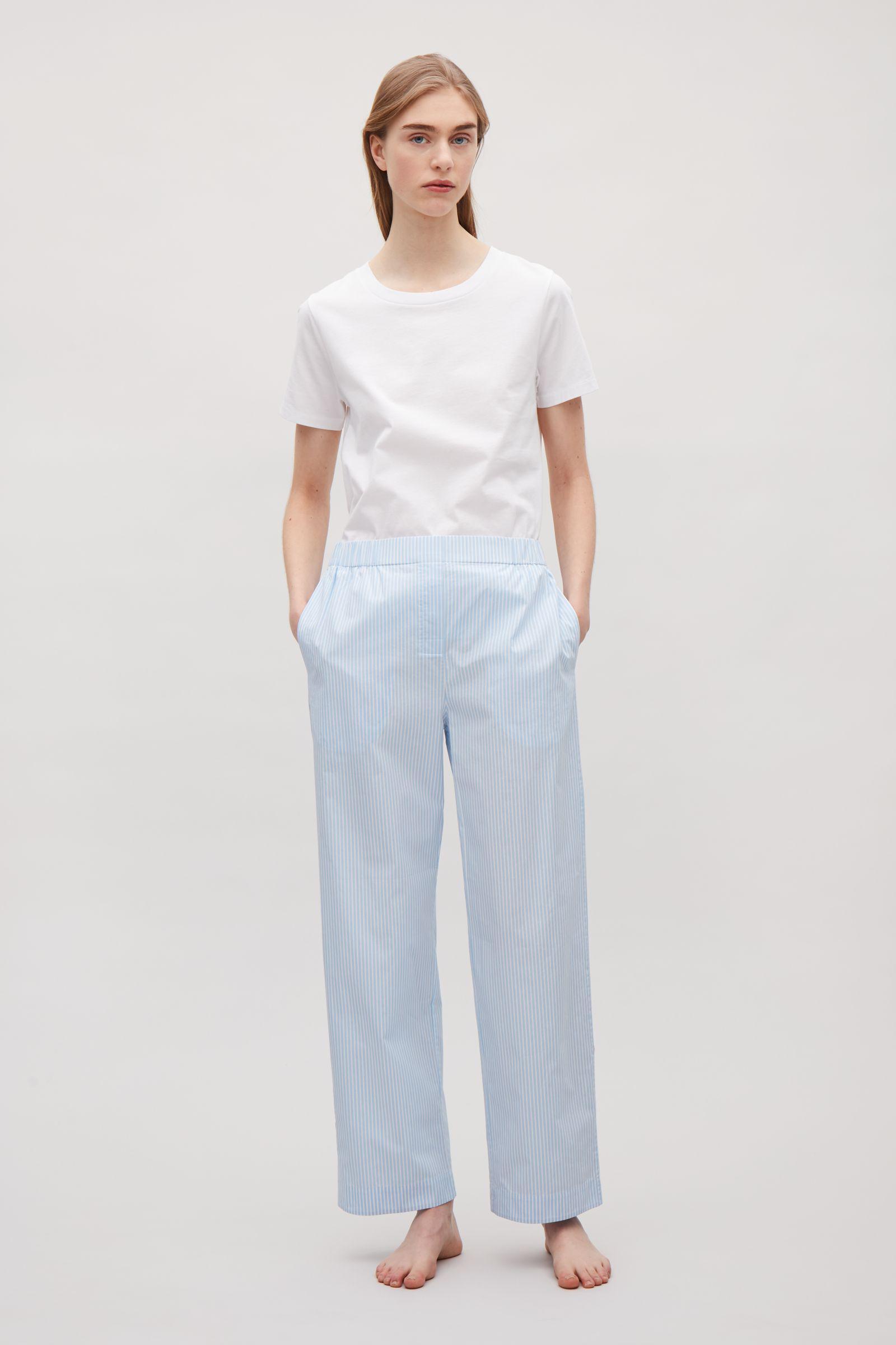 COS Cotton Striped Pyjama Trousers in Light Blue (Blue) - Lyst