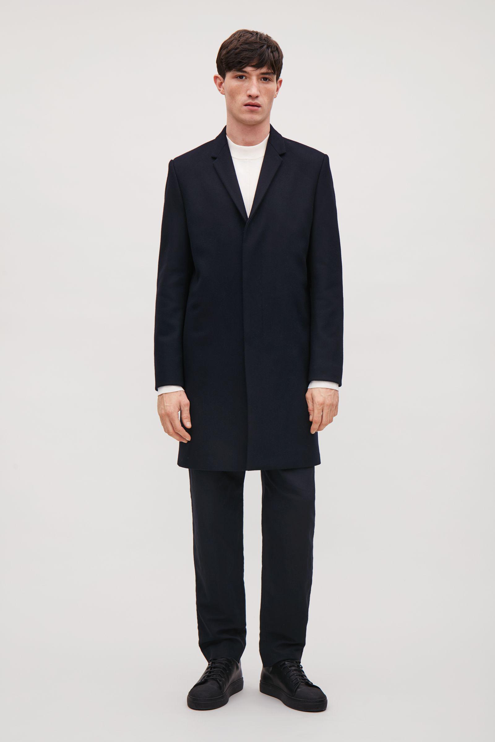 COS Wool Tailored Coat in Navy (Blue) for Men - Lyst