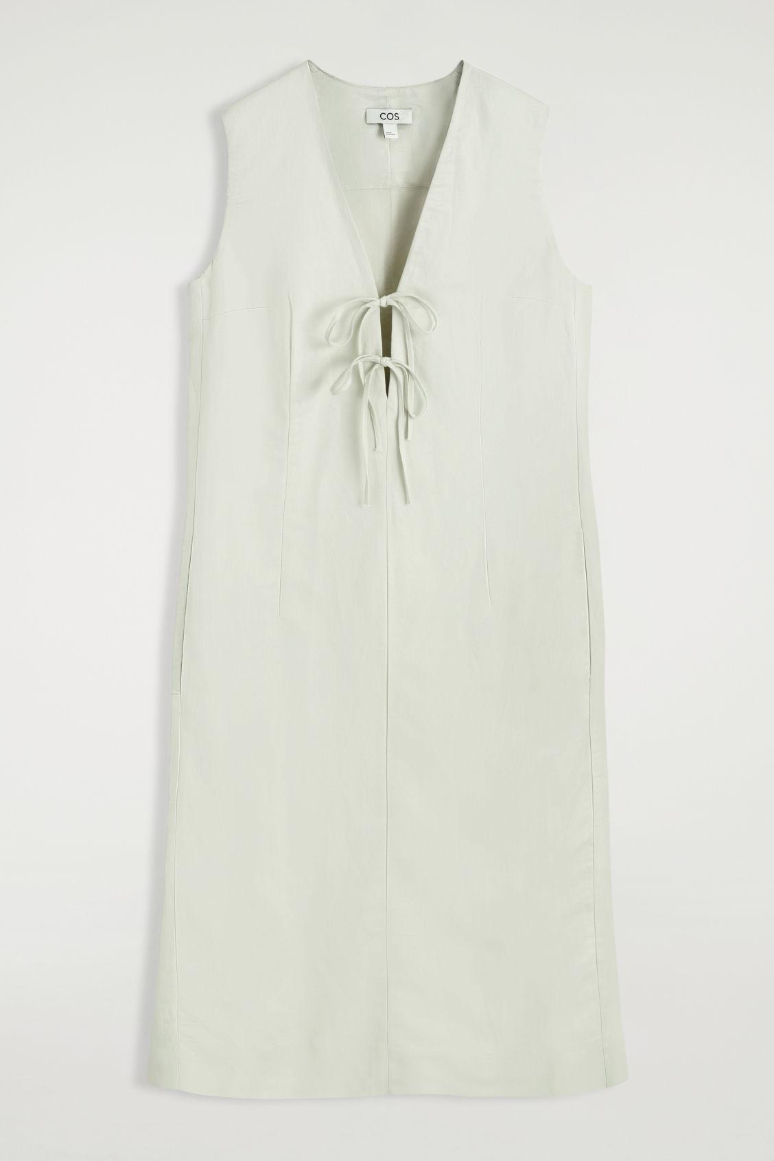 brown linen strapless dress Cara Pecan Embroidered Strapless Dress main image 1