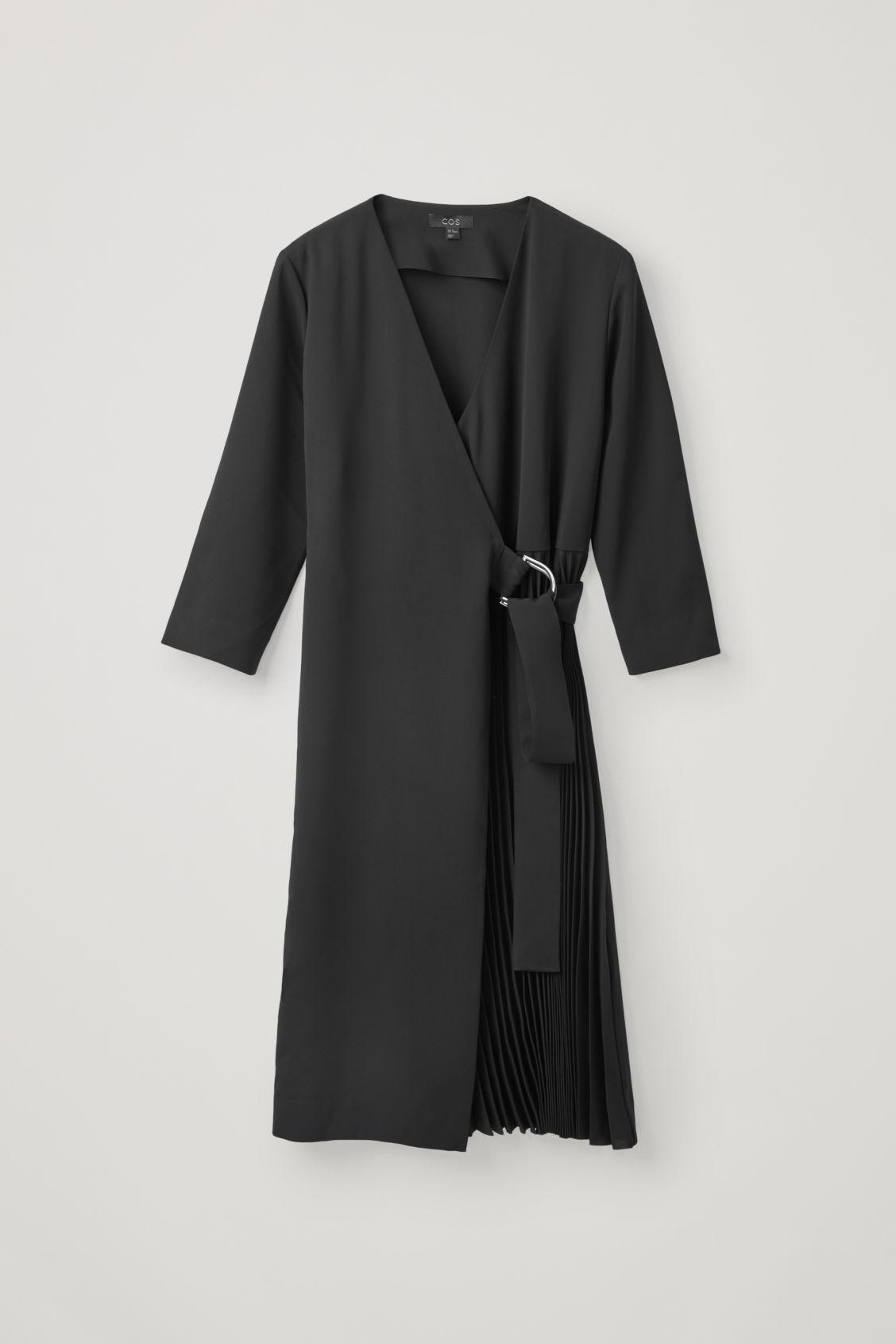 COS Pleated Wrap Dress in Black | Lyst