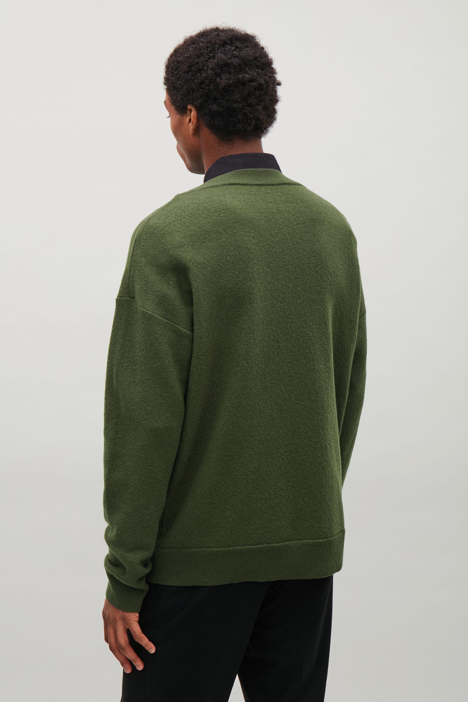COS Oversized Boiled Wool Jumper in Green for Men - Lyst