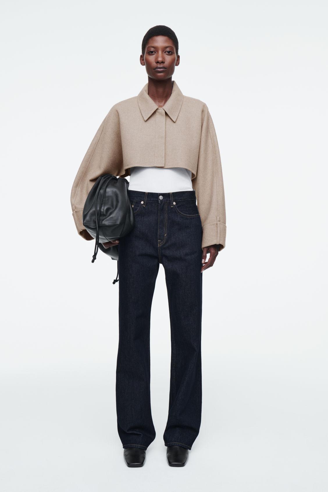 COS Cropped Double-faced Wool Jacket in Natural | Lyst
