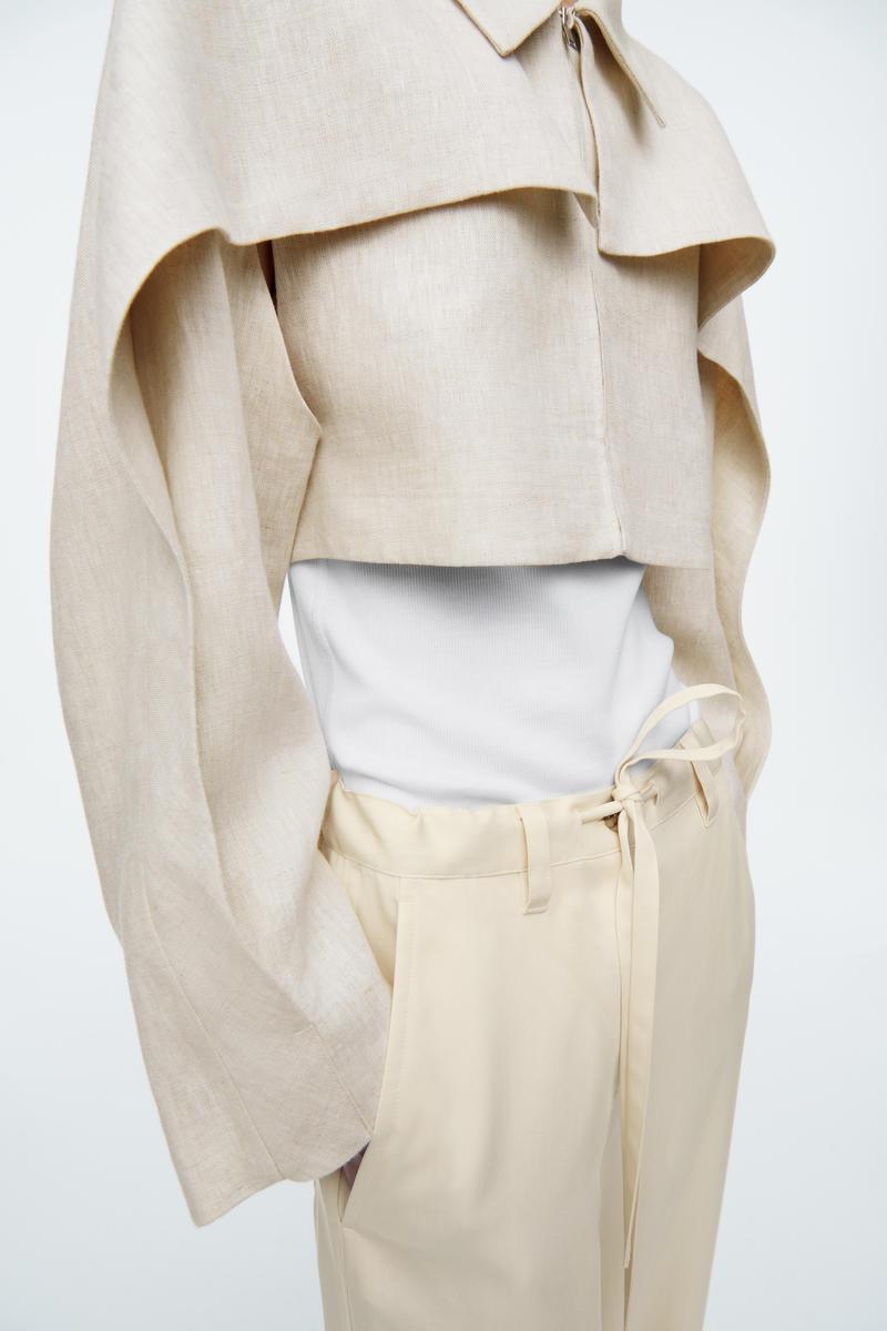 COS Cropped Linen Jacket in White | Lyst