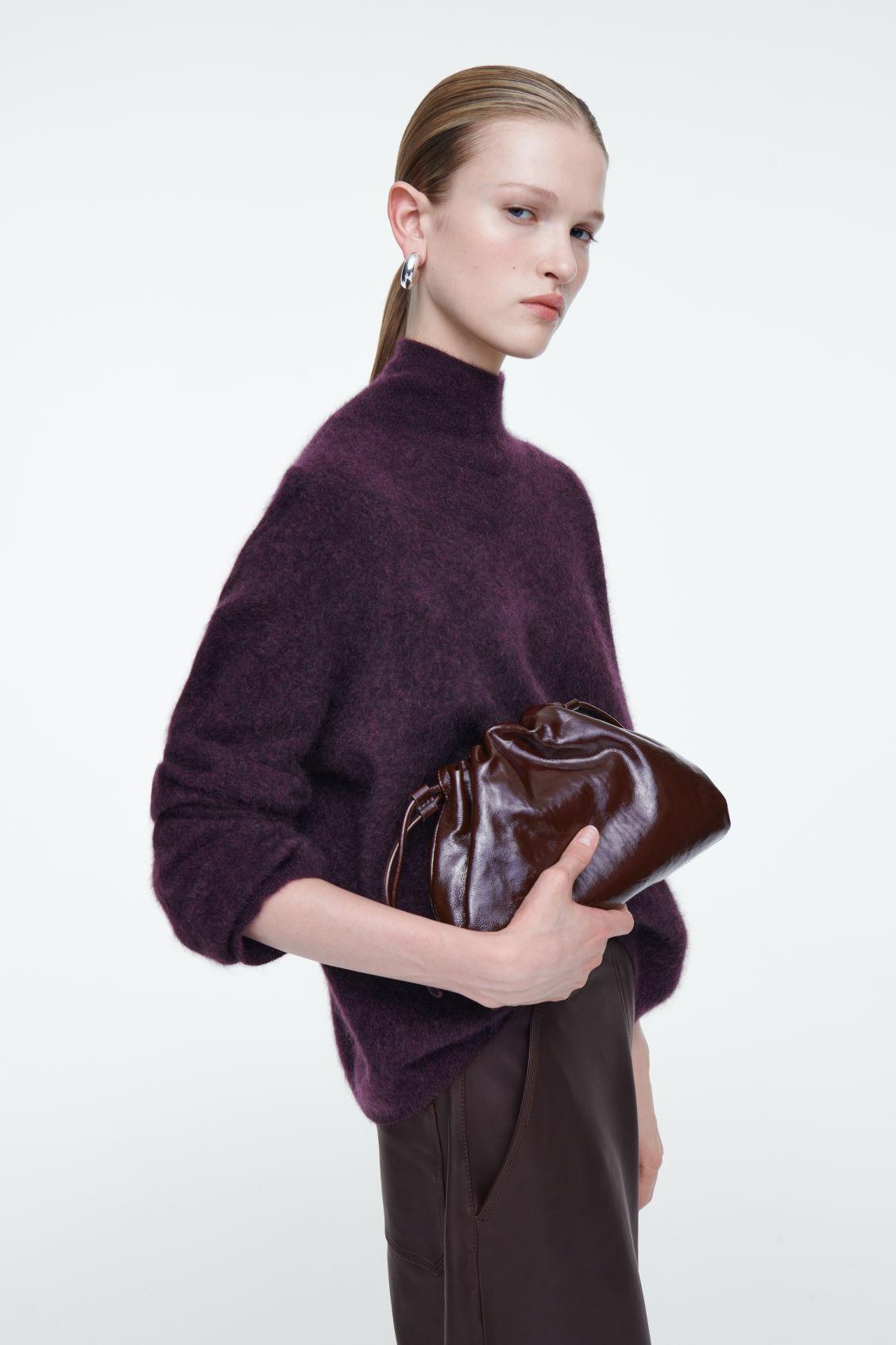 COS Mini Cavatelli Clutch Bag - Leather in Brown | Lyst