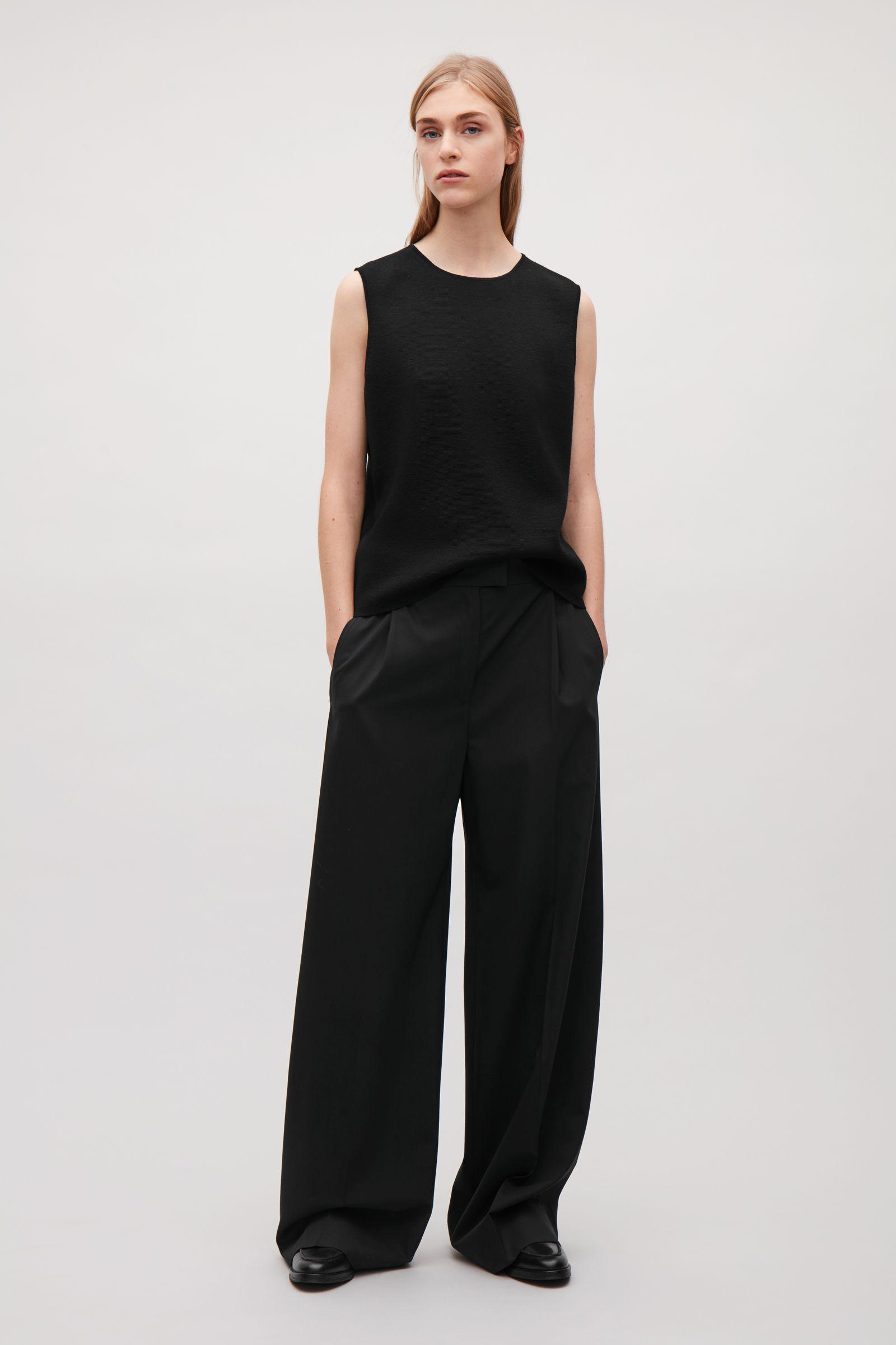 COS Wide-leg Wool Trousers in Black | Lyst