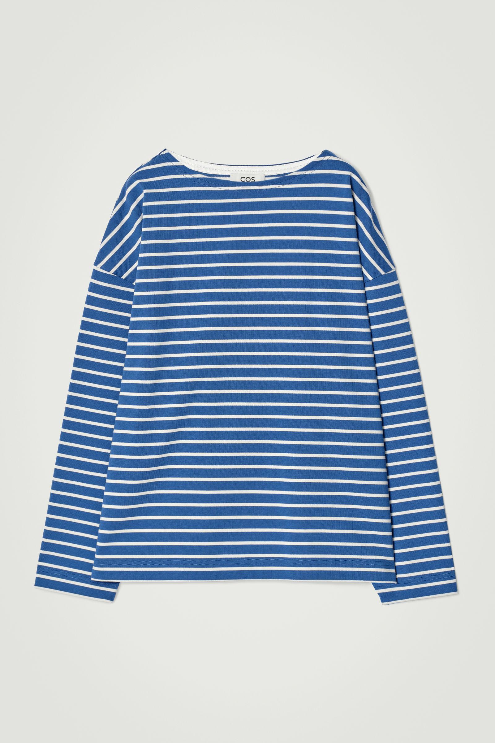 LilyCoco Women's Striped Long Sleeve Boat Neck Top - Nautical Loose Fit T-Shirt