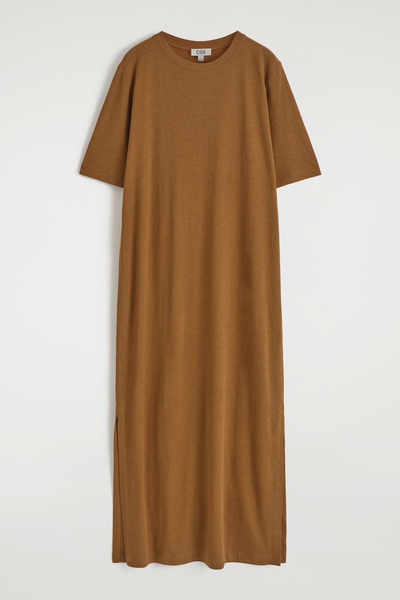 COS Cotton-Linen Maxi T-Shirt Dress in Brown | Lyst COS Cotton-Linen Maxi T-Shirt Dress in Brown | Lyst