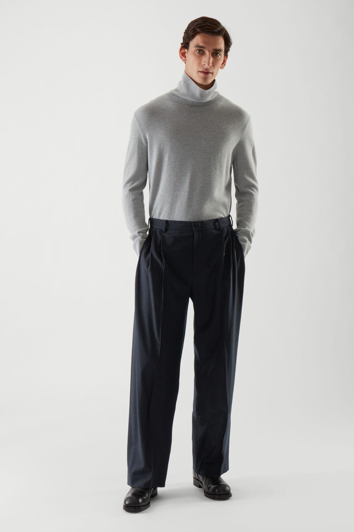 COS Pleated High-waist Wide-leg Trousers in Black for Men