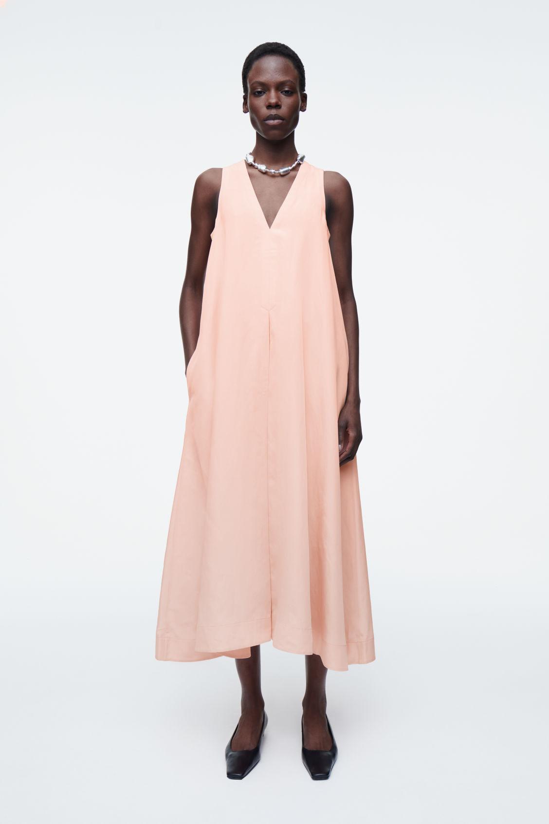 COS A-Line Linen-Blend Maxi Dress in Pink | Lyst
