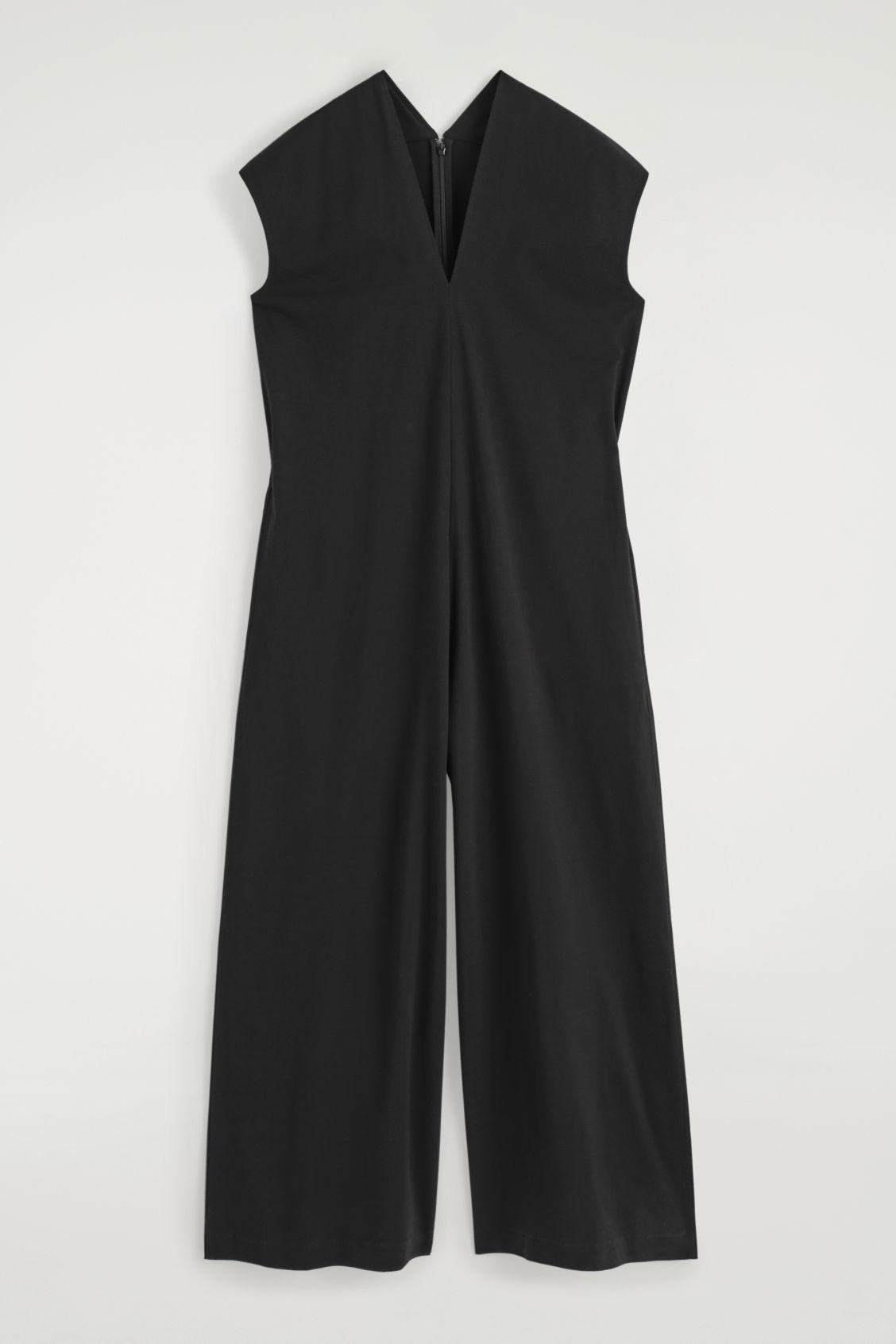 新品 COS コス ラップフロント LINEN JUMPSUIT ブラック 36 WRAP-FRONT LINEN JUMPSUIT - BLACK | COS