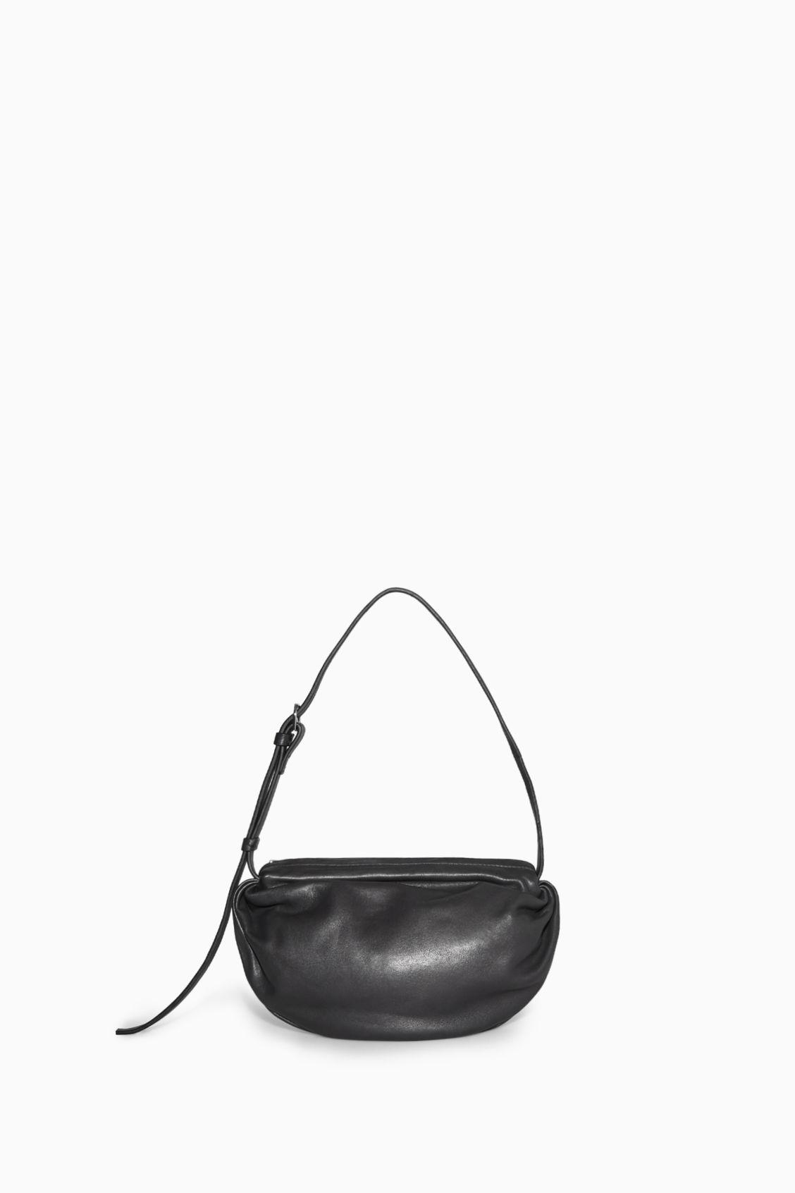 COS Gathered Leather Crossbody Bag in Black