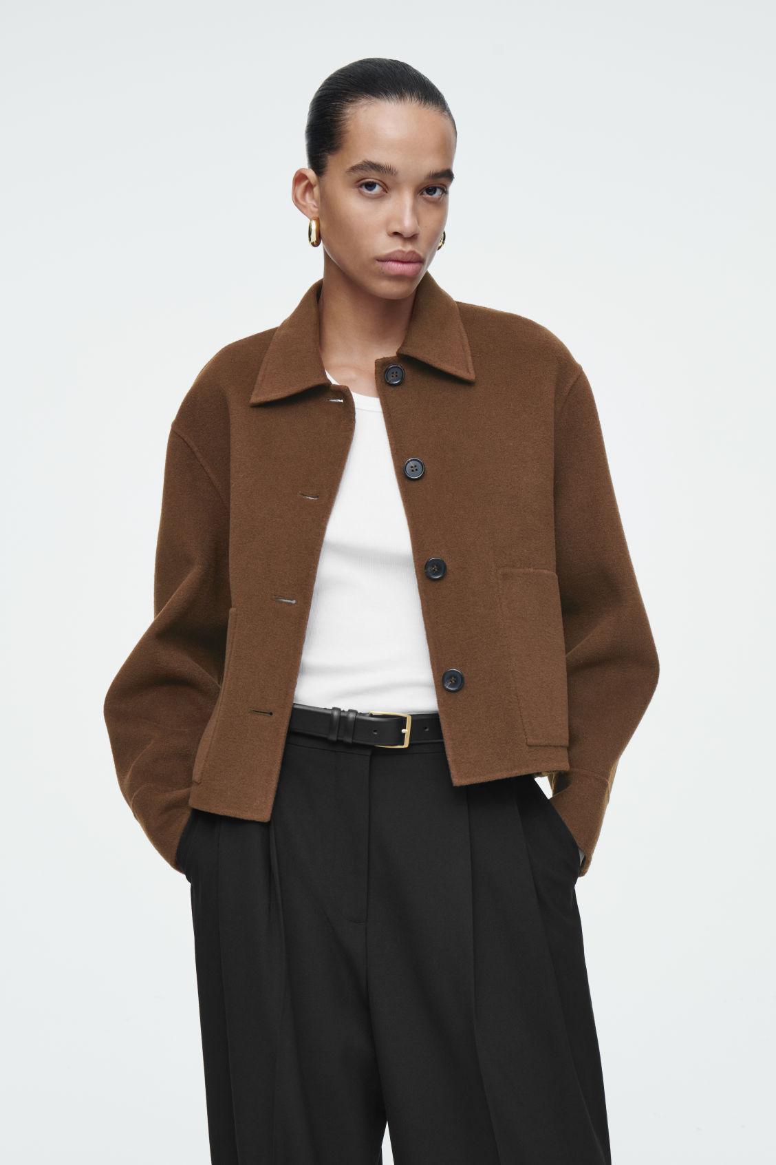 COS Boxy Double-faced Wool Jacket in Brown | Lyst