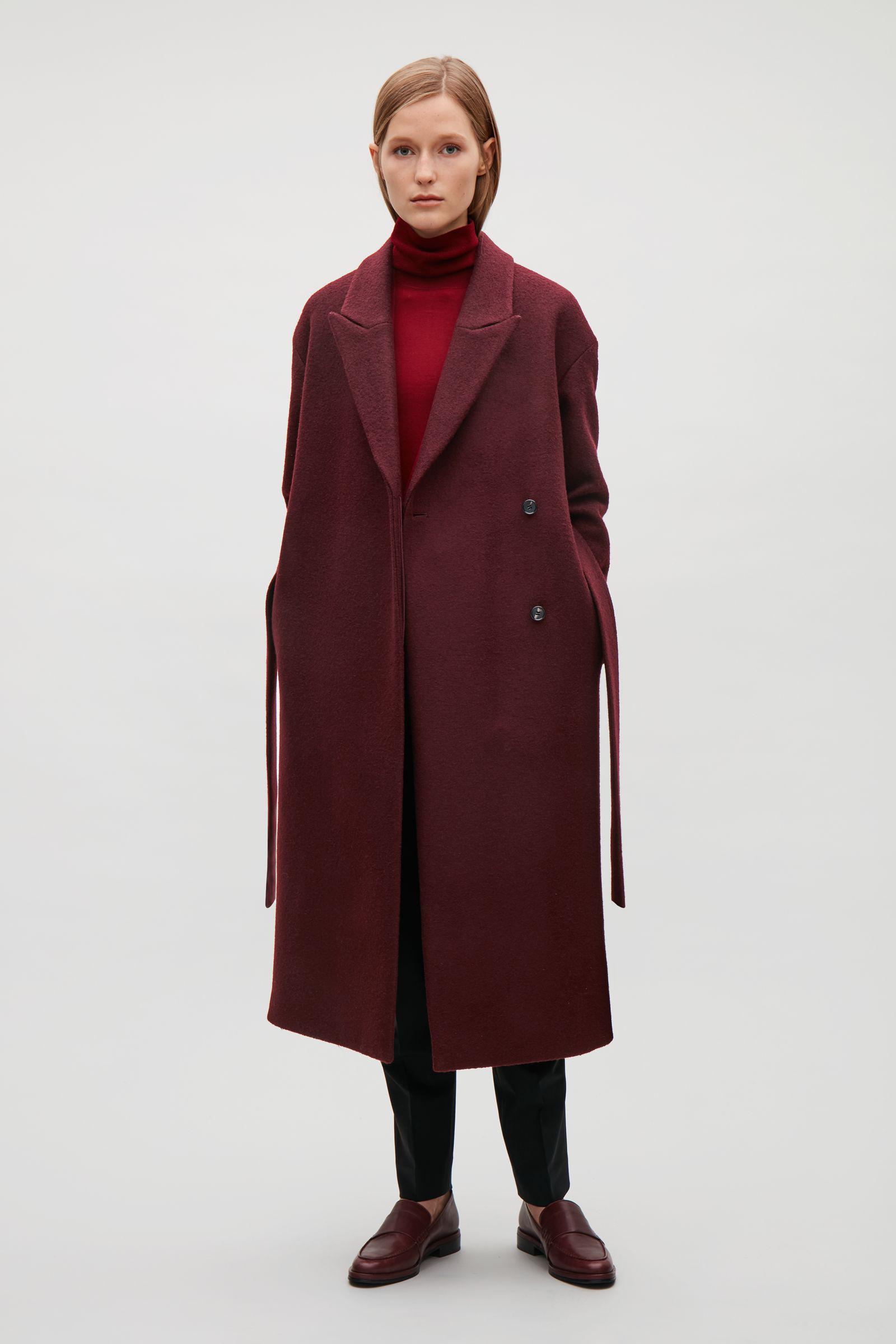 Lyst - Cos Belted Wool Coat in Red