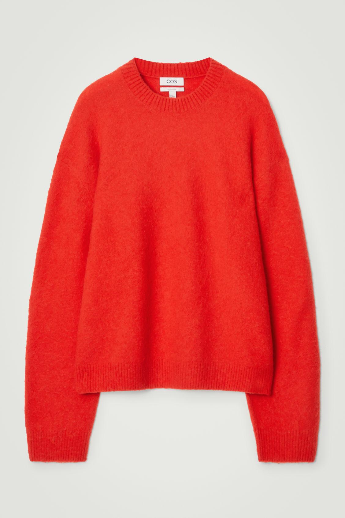 COS Brushed-wool Crew-neck Sweater in Red for Men | Lyst