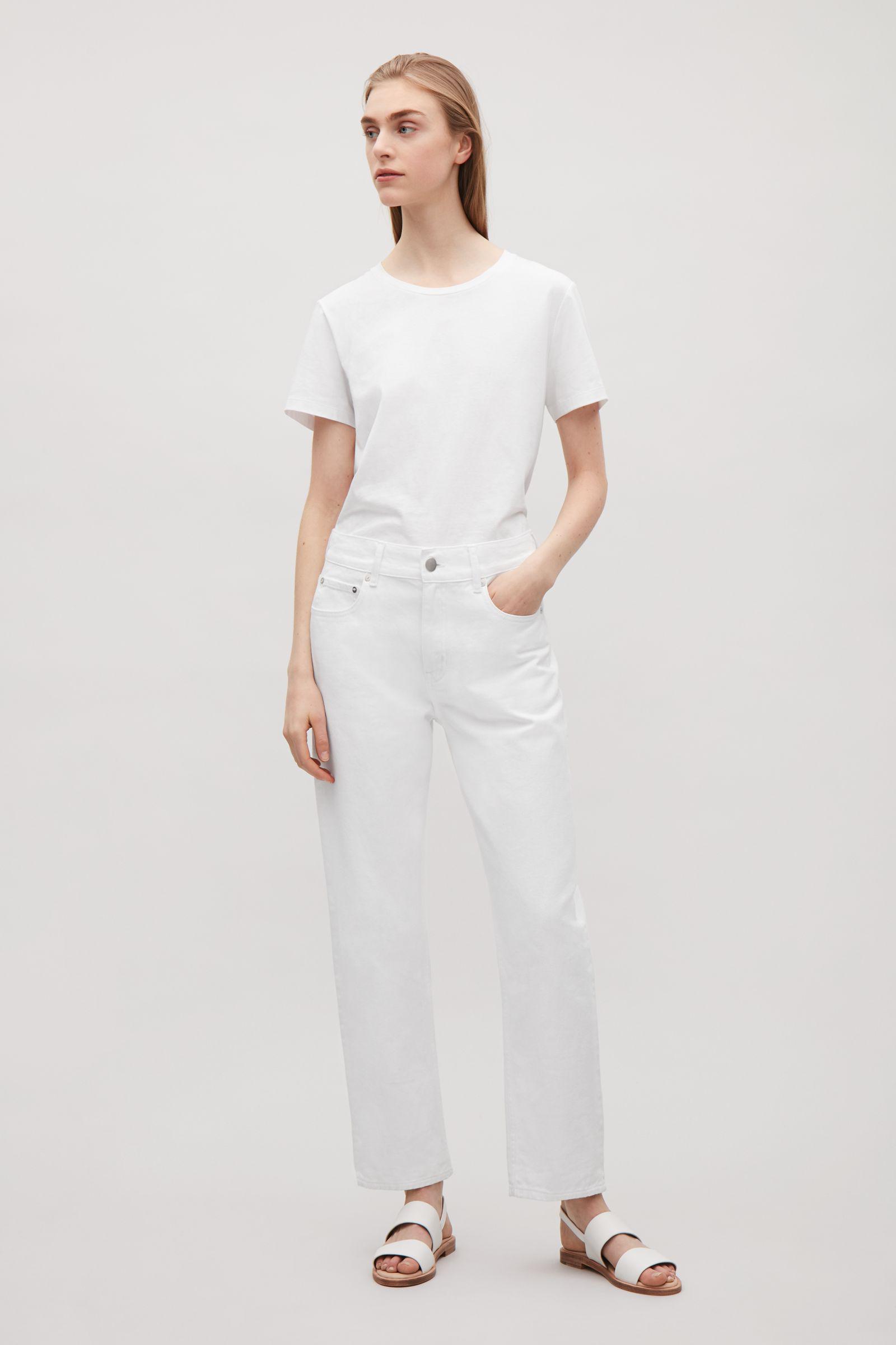 forum smidig Sobriquette COS Denim Straight-fit Cropped Jeans in White - Lyst