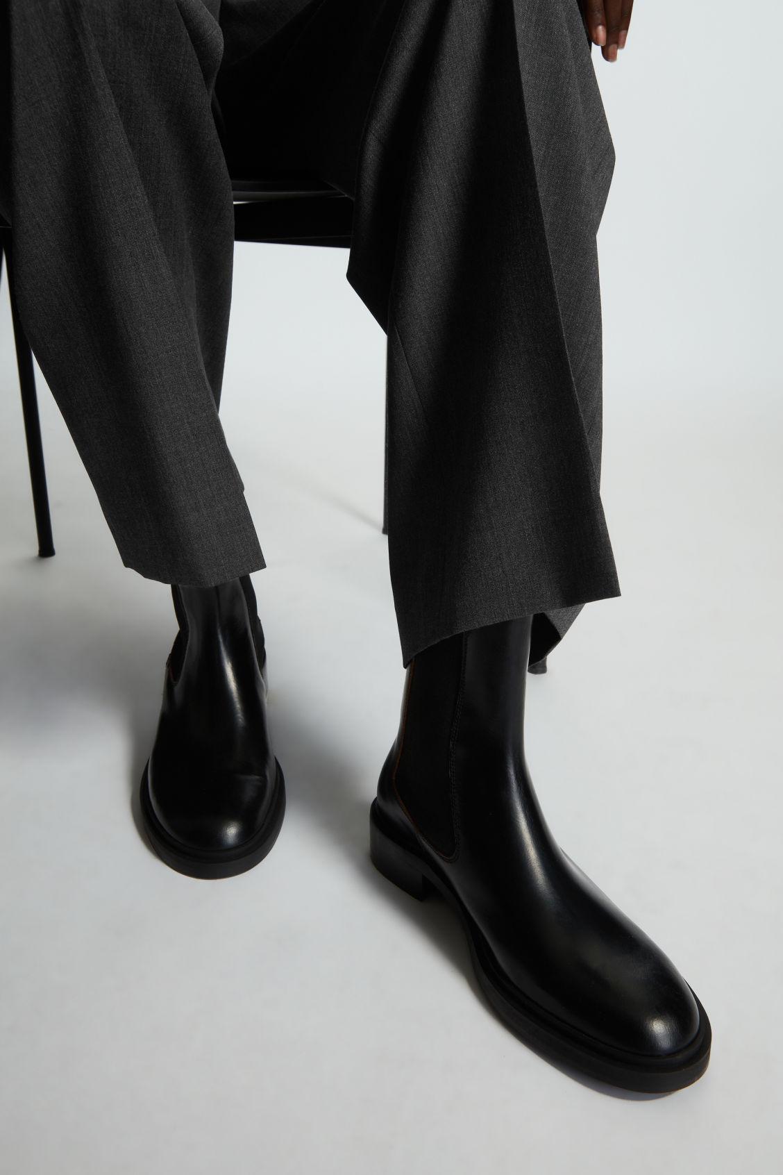 COS Leather Chelsea Boots in Black | Lyst