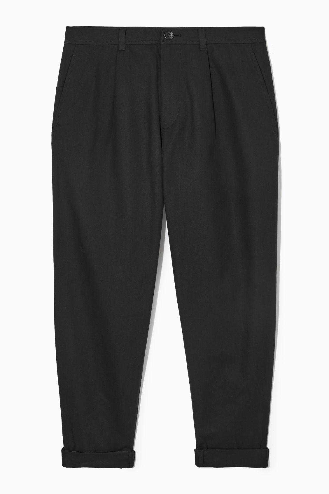COS Tapered Pleated Twill Chinos in Black for Men Lyst