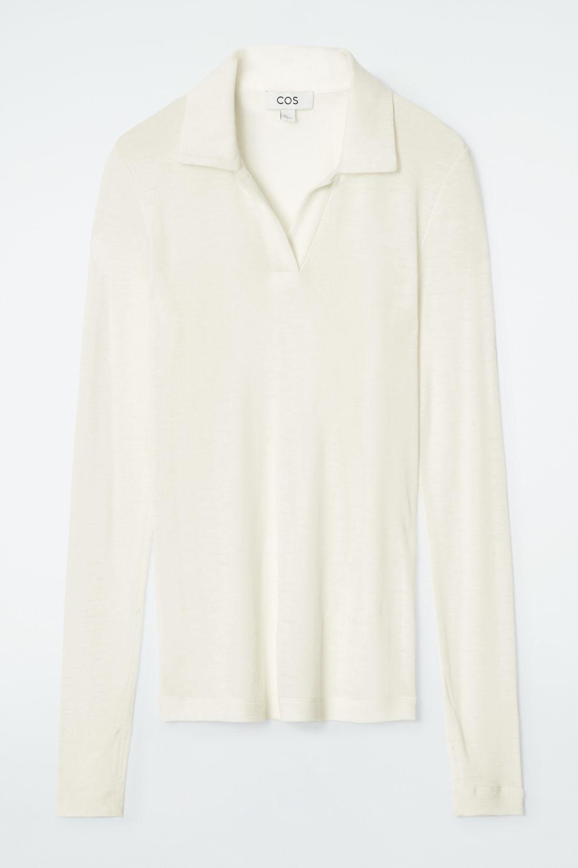 COS Merino Wool Polo Shirt in White | Lyst